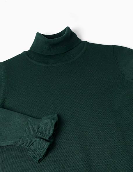 Pull à col montant avec poignets volantés Blanc+Rose+Vert foncé 9 - vertbaudet enfant 