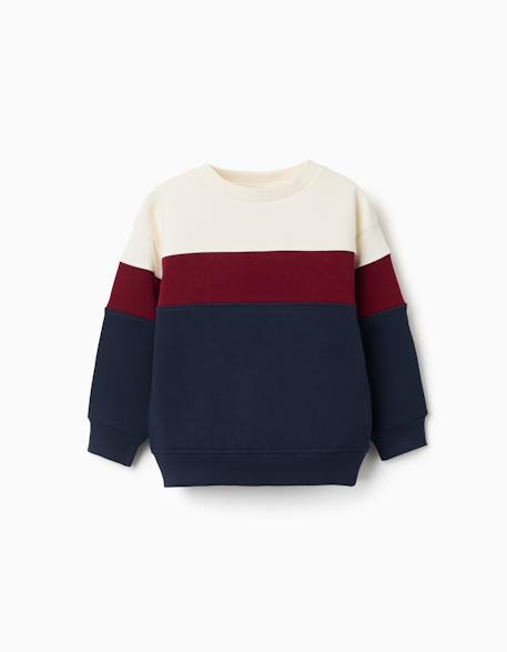 Sweat en coton peigné à bloc de couleurs Rouge foncé 1 - vertbaudet enfant 