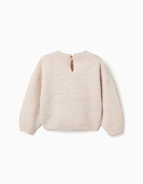 Pull en maille avec fleurs en intarsia Beige clair 2 - vertbaudet enfant 