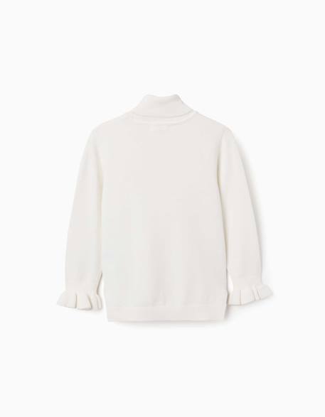 Pull à col montant avec poignets volantés Blanc+Rose+Vert foncé 2 - vertbaudet enfant 