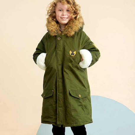 Parka chaude garçon longue à capuche - rock & peace Vert kaki 2 - vertbaudet enfant 