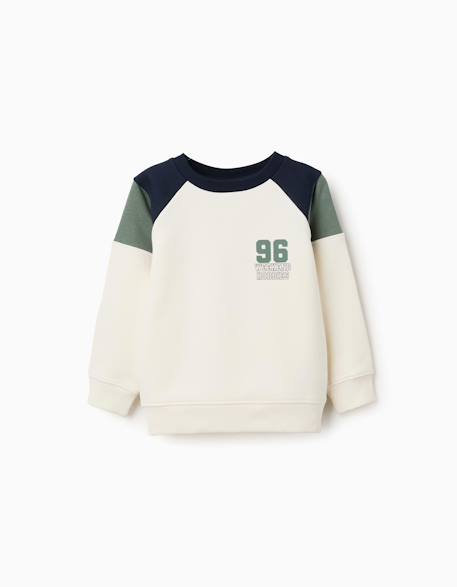 Sweat en coton peigné avec imprimé 96 Vert foncé 1 - vertbaudet enfant 