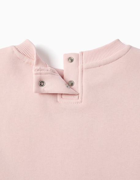 Sweat en coton peigné avec imprimé fleurs Rose 4 - vertbaudet enfant 