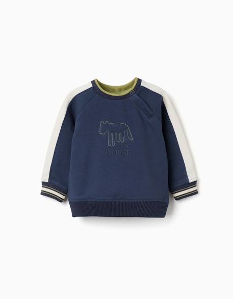 Sweat en coton peigné avec imprimé clay horse Bleu foncé 1 - vertbaudet enfant 