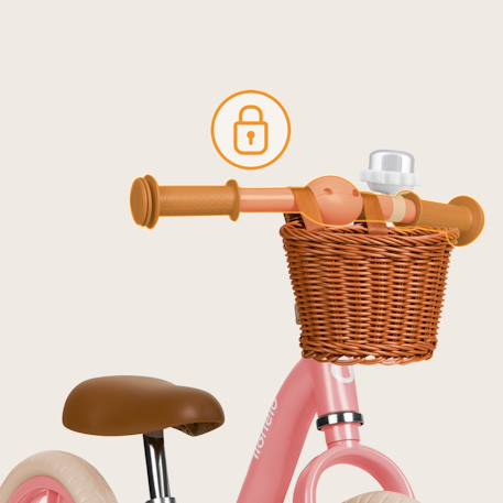 Draisienne alex plus légère et réglable avec selle confortable, panier et sonnette Beige sand+Green forest+Pink rose 15 - vertbaudet enfant 