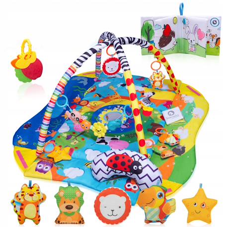 Tapis d’éveil bébé 2en1 anika avec fonction parc et jouets interactifs Blue/yellow 1 - vertbaudet enfant 