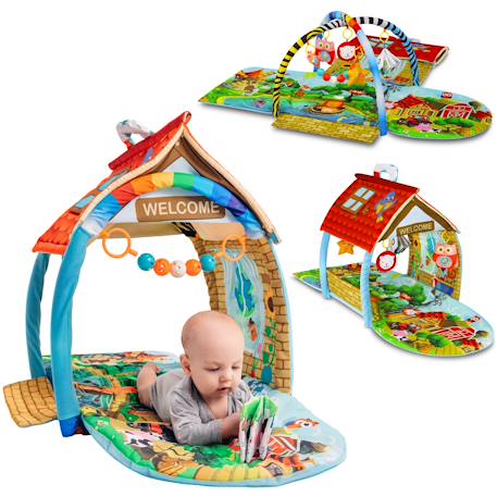 Tapis d’éveil bébé 2en1 agnes 137 x 138 cm avec arches et maisonnette Multicolor 1 - vertbaudet enfant 