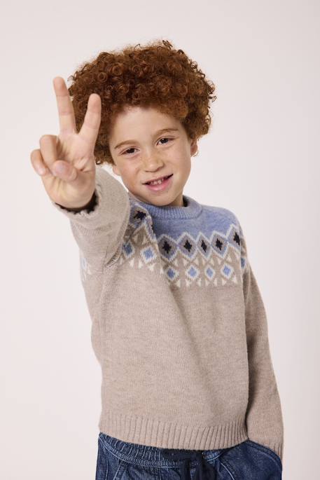 Pull garçon Taupe chine 3 - vertbaudet enfant 