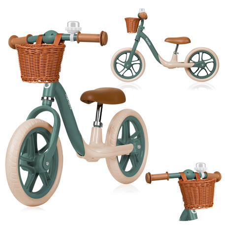 Draisienne alex plus légère et réglable avec selle confortable, panier et sonnette Beige sand+Green forest+Pink rose 7 - vertbaudet enfant 