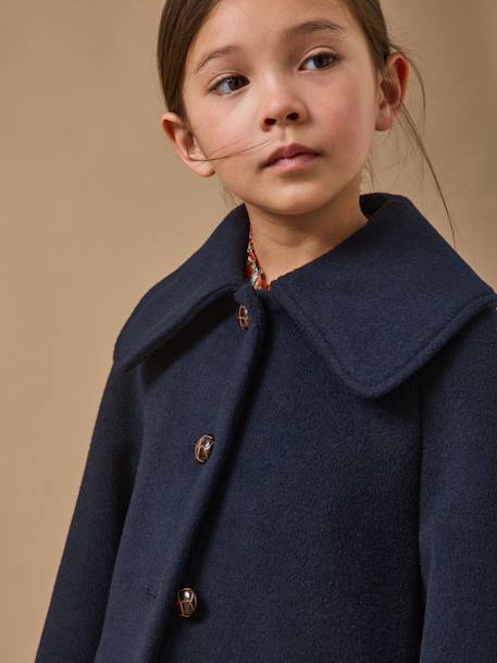 Manteau laine grand col fille Marine 3 - vertbaudet enfant 
