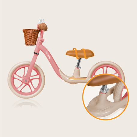 Draisienne alex plus légère et réglable avec selle confortable, panier et sonnette Beige sand+Green forest+Pink rose 17 - vertbaudet enfant 
