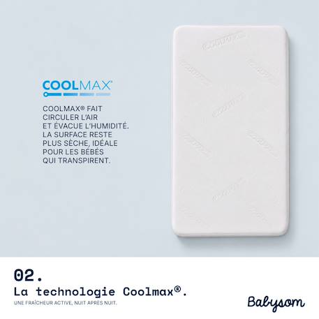 Matelas bébé - Babysom coolmax - aspect respirant et absorbant - déhoussable - certifié oeko-tex Bleu 3 - vertbaudet enfant 