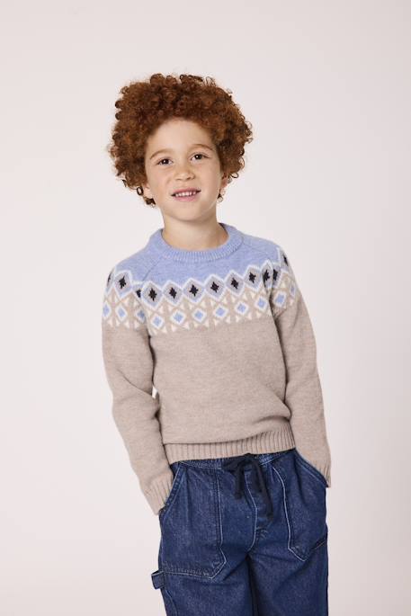 Pull garçon Taupe chine 1 - vertbaudet enfant 