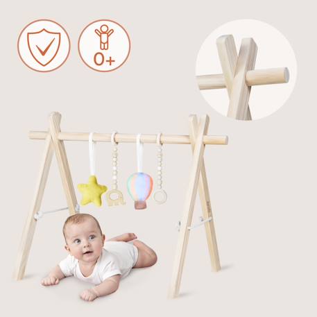 Arche d’éveil en bois anis pliable avec 4 jouets Beige 2 - vertbaudet enfant 