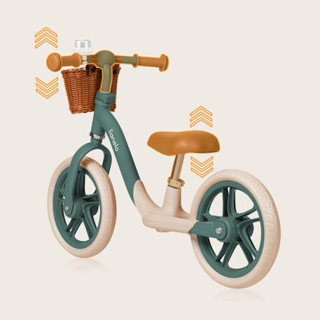 Draisienne alex plus légère et réglable avec selle confortable, panier et sonnette Beige sand+Green forest+Pink rose 10 - vertbaudet enfant 