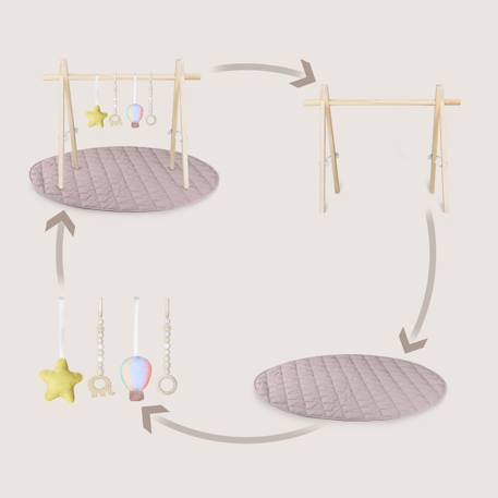 Tapis d’éveil anis set avec arche en bois pliable et tapis de 2 cm Beige 2 - vertbaudet enfant 