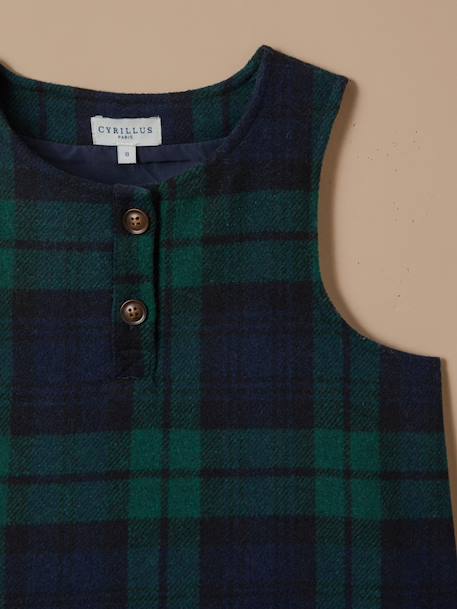 Robe chasuble imprimée tartan fille Carreaux vert/marine 2 - vertbaudet enfant 