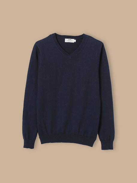 Pull col v garçon Gris chine+Marine 3 - vertbaudet enfant 