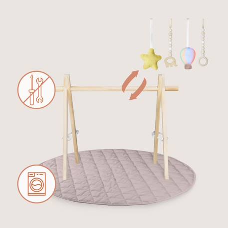 Tapis d’éveil anis set avec arche en bois pliable et tapis de 2 cm Beige 6 - vertbaudet enfant 