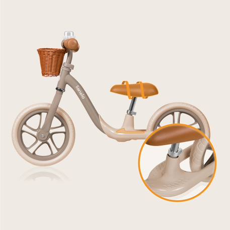 Draisienne alex plus légère et réglable avec selle confortable, panier et sonnette Beige sand+Green forest+Pink rose 5 - vertbaudet enfant 