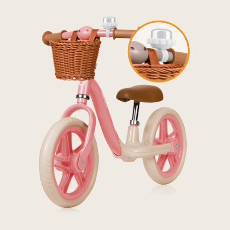 Draisienne alex plus légère et réglable avec selle confortable, panier et sonnette Beige sand+Green forest+Pink rose 18 - vertbaudet enfant 