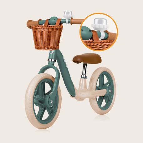 Draisienne alex plus légère et réglable avec selle confortable, panier et sonnette Beige sand+Green forest+Pink rose 12 - vertbaudet enfant 