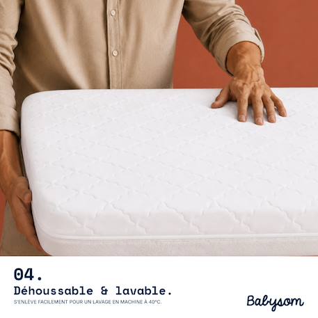 Matelas bébé Babysom - 4 saisons - réversible - protection anti-acariens - certifié certipur Blanc 5 - vertbaudet enfant 