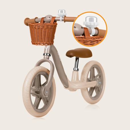Draisienne alex plus légère et réglable avec selle confortable, panier et sonnette Beige sand+Green forest+Pink rose 6 - vertbaudet enfant 