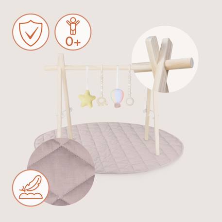 Tapis d’éveil anis set avec arche en bois pliable et tapis de 2 cm Beige 3 - vertbaudet enfant 