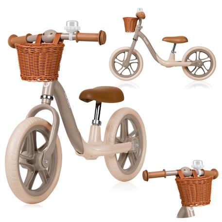 Draisienne alex plus légère et réglable avec selle confortable, panier et sonnette Beige sand+Green forest+Pink rose 1 - vertbaudet enfant 