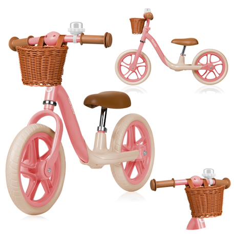 Draisienne alex plus légère et réglable avec selle confortable, panier et sonnette Beige sand+Green forest+Pink rose 13 - vertbaudet enfant 