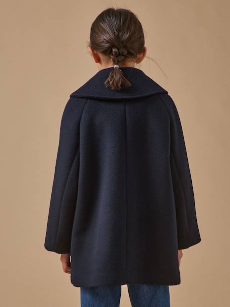 Manteau laine grand col fille Marine 2 - vertbaudet enfant 