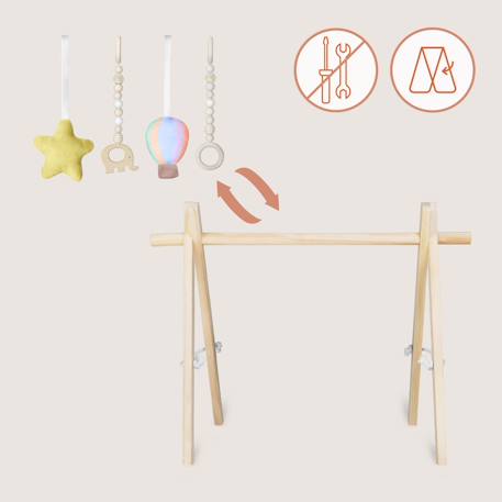 Arche d’éveil en bois anis pliable avec 4 jouets Beige 3 - vertbaudet enfant 
