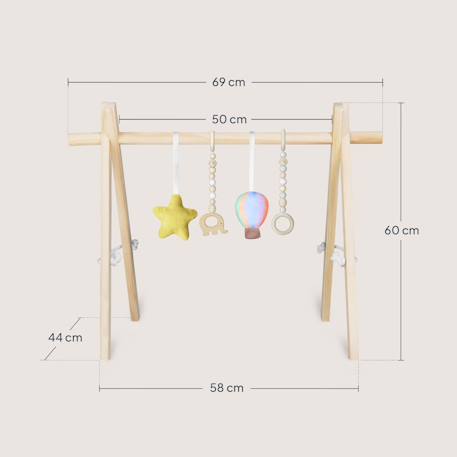 Arche d’éveil en bois anis pliable avec 4 jouets Beige 6 - vertbaudet enfant 
