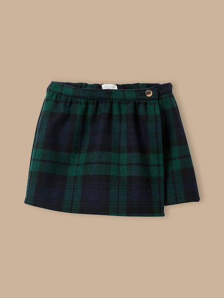 Jupe short imprimé tartan fille Carreaux vert/marine 1 - vertbaudet enfant 