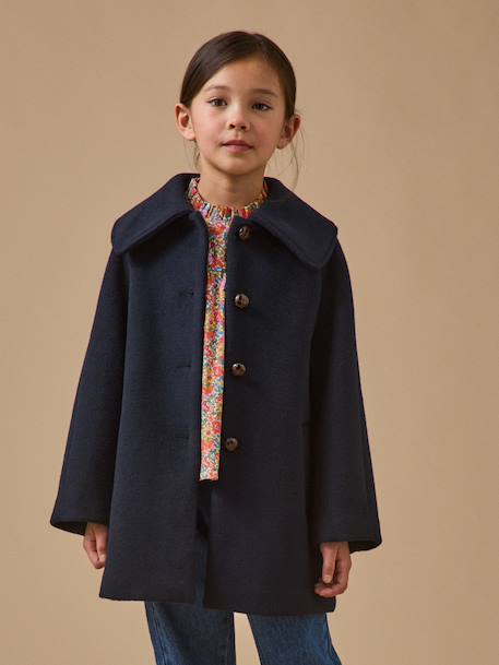 Manteau laine grand col fille Marine 5 - vertbaudet enfant 