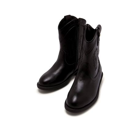 Bottines filles synthétique fermeture éclair Black+Brown 4 - vertbaudet enfant 