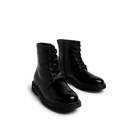 Bottines filles synthétique fermeture éclair Noir brillant 4 - vertbaudet enfant 