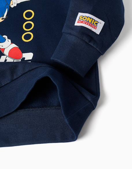 Sweat en coton peigné avec capuche et imprimé sonic Bleu foncé 4 - vertbaudet enfant 