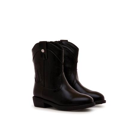 Bottines filles synthétique fermeture éclair Black+Brown 5 - vertbaudet enfant 
