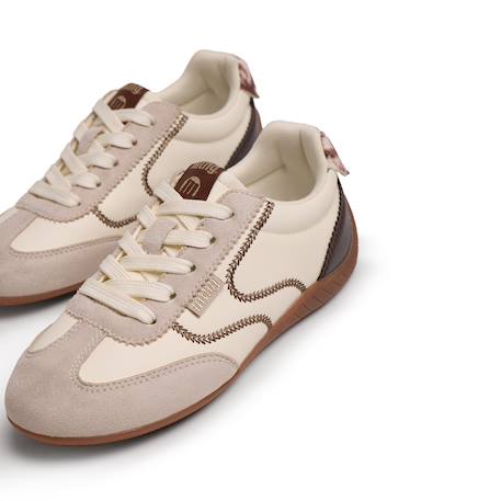 Sneakers filles synthétique lacets Beige+Brown+White 14 - vertbaudet enfant 