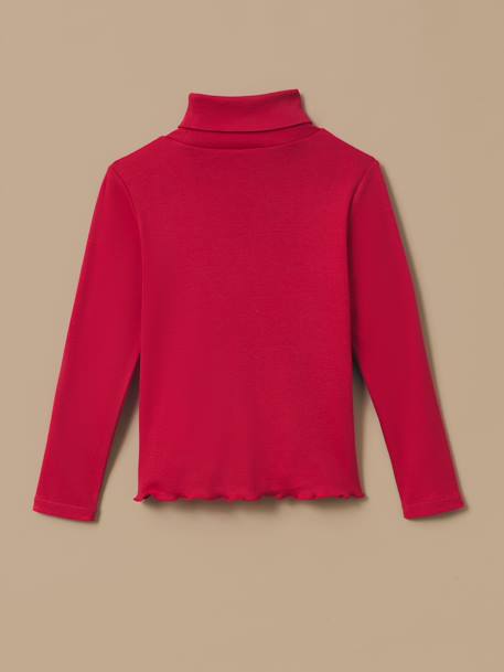 Sous-pull col montant fille - coton biologique Ecru+Rhubarbe 4 - vertbaudet enfant 