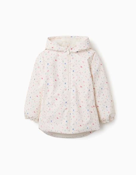 Parka à capuche avec doublure en sherpa et fleurs Blanc 1 - vertbaudet enfant 
