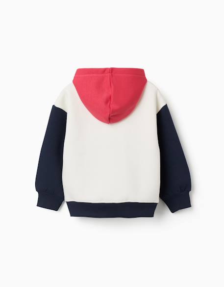 Sweat en coton peigné à capuche et imprimé Blanc 3 - vertbaudet enfant 