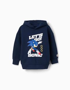 Sweat en coton peigné avec capuche et imprimé sonic - vertbaudet enfant