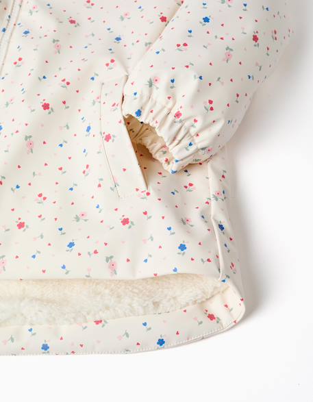 Parka à capuche avec doublure en sherpa et fleurs Blanc 4 - vertbaudet enfant 