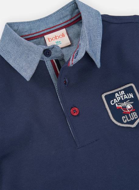Polo garçon avec écusson air captain club Bleu 3 - vertbaudet enfant 