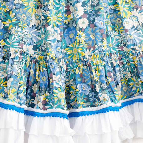 Jupe  longue fleurie transformable en robe  esmeralda Bleu jaune blanc+Jaune fleuri+Violet bleu rose 5 - vertbaudet enfant 