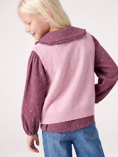 Gilet sans manches fille boutonné devant lilas+vanille 6 - vertbaudet enfant 