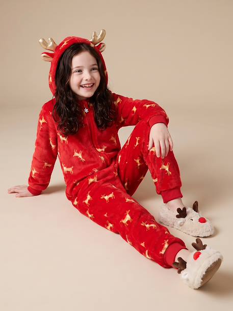 Combinaison de nuit Noël fille à capuche rouge 3 - vertbaudet enfant 